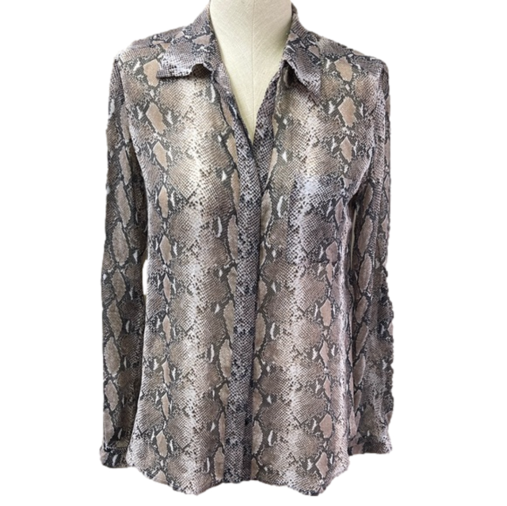 Diane Von Furstenberg Silk Blouse Snake Print Size 2